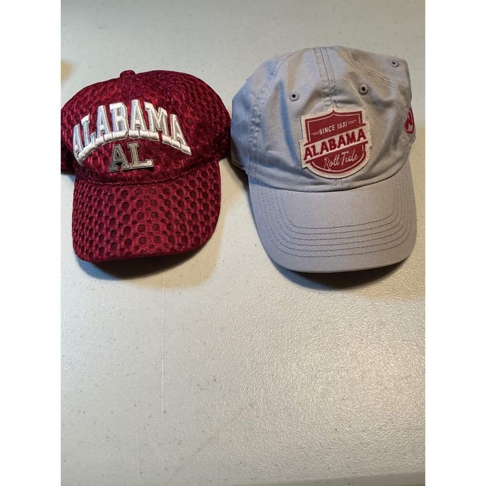 2 Alabama Crimson Tide Hat Lot Top of the World Gray & Crimson Mesh Adjustable